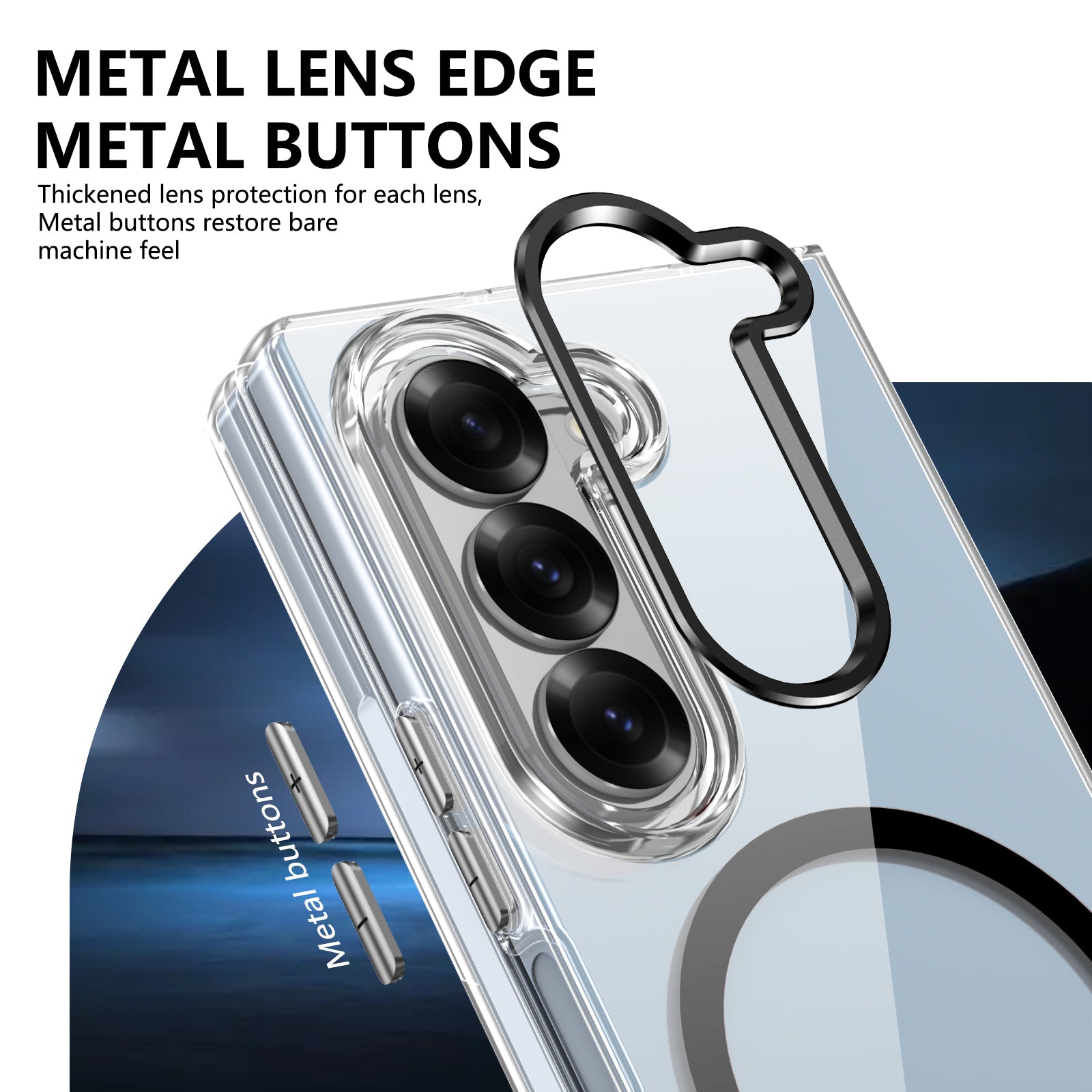 Ultramarinelife Ice Sense Magsafe Galaxy Z Fold6 Case Transparent Metal Lens and Buttons