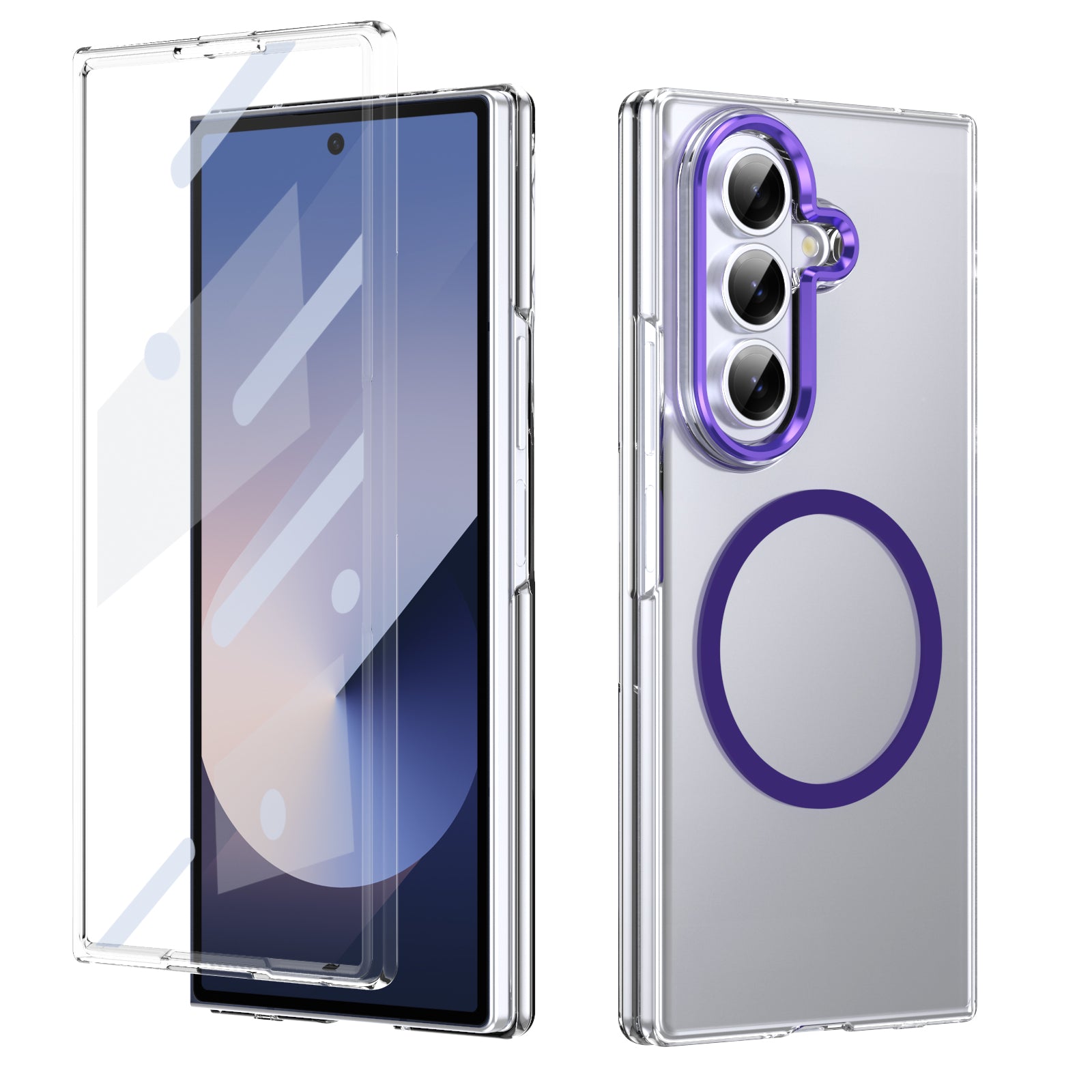 Ultramarinelife Ice Sense Magsafe Galaxy Z Fold7 Case Transparent Purple Color