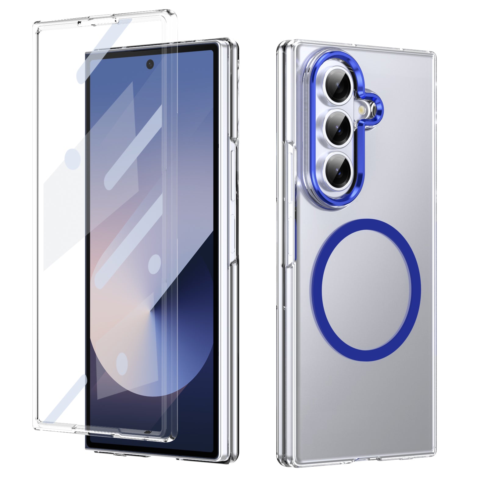 Ultramarinelife Ice Sense Magsafe Galaxy Z Fold7 Case Transparent Blue Color