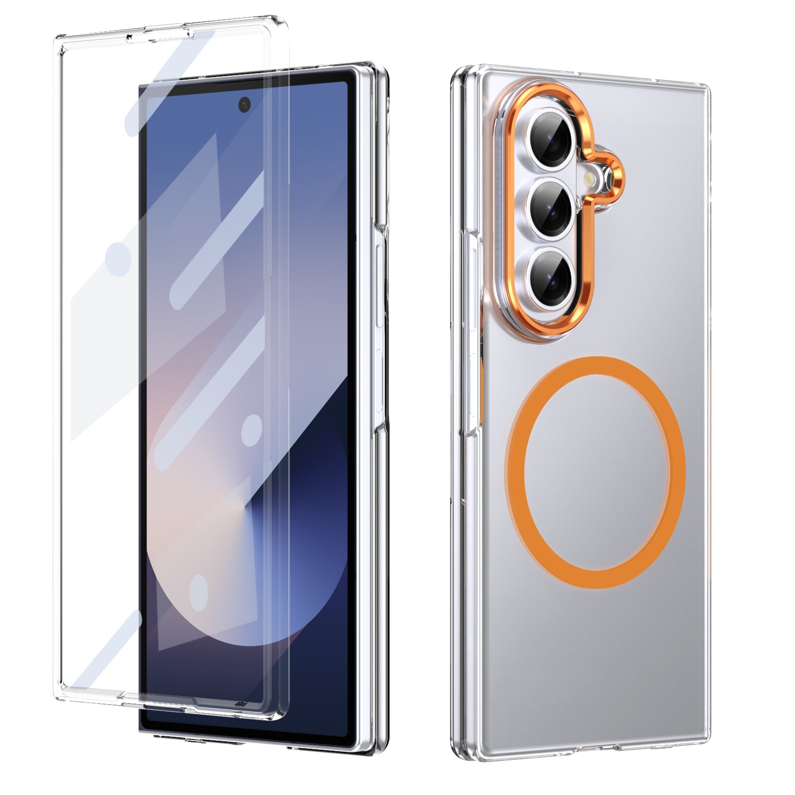 Ultramarinelife Ice Sense Magsafe Galaxy Z Fold8 Case Transparent Orange Color