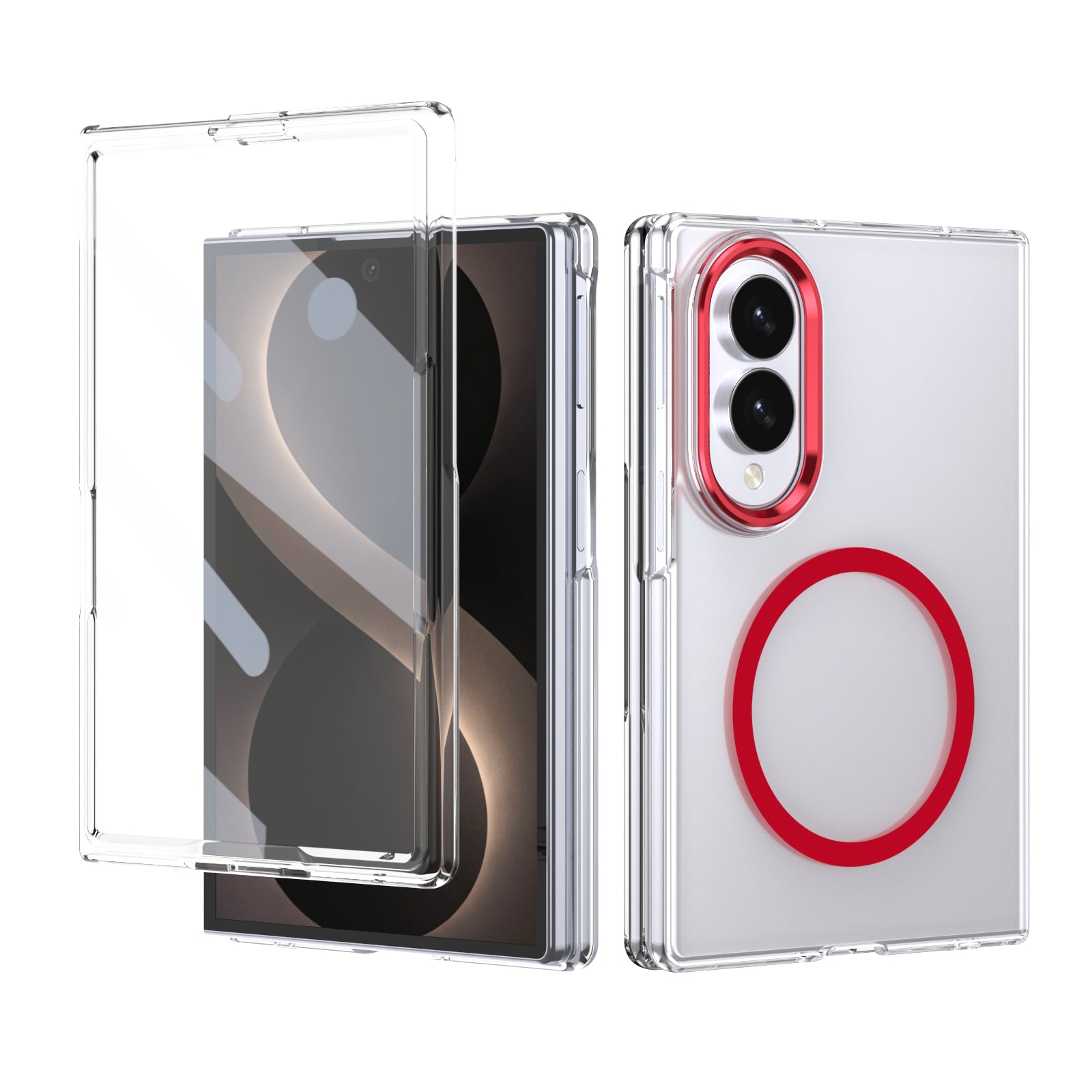Ultramarinelife Ice Sense Magsafe Galaxy Z Fold8 Wide Case Transparent Red Color