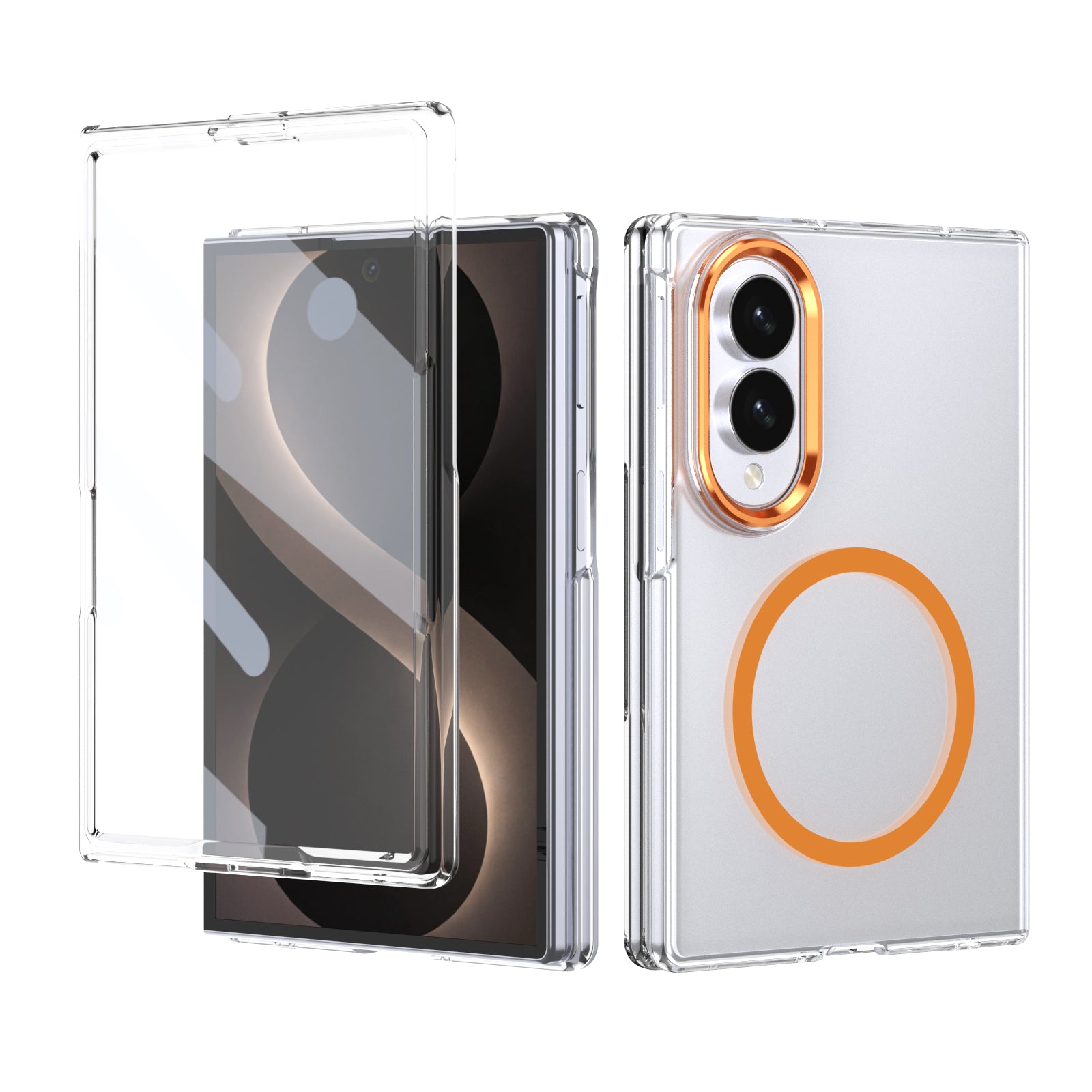 Ultramarinelife Ice Sense Magsafe Galaxy Z Fold8 Wide Case Transparent Orange Color
