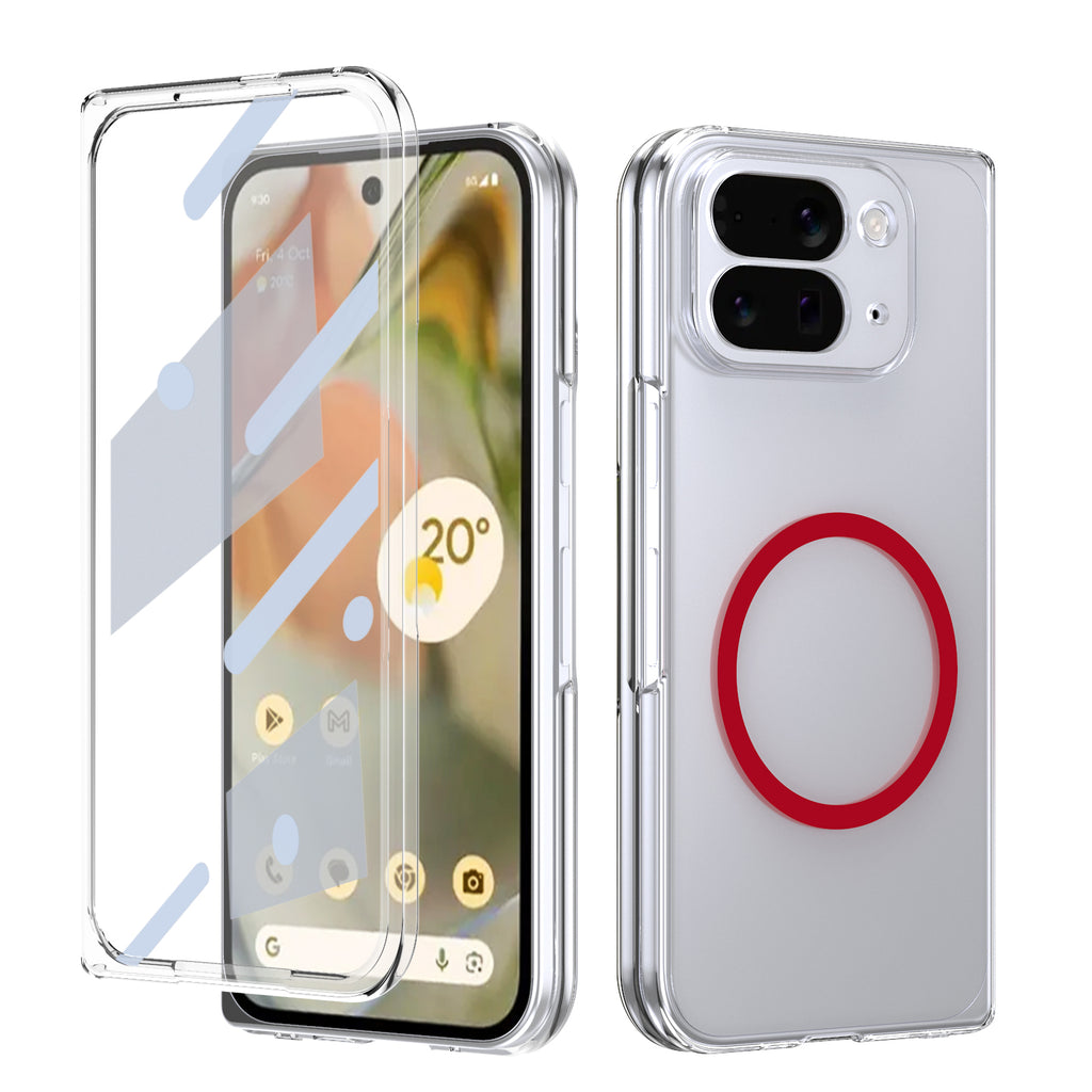 Ultramarinelife Ice Sense Magsafe Google Pixel 10 Pro Fold Case Transparent Red Color