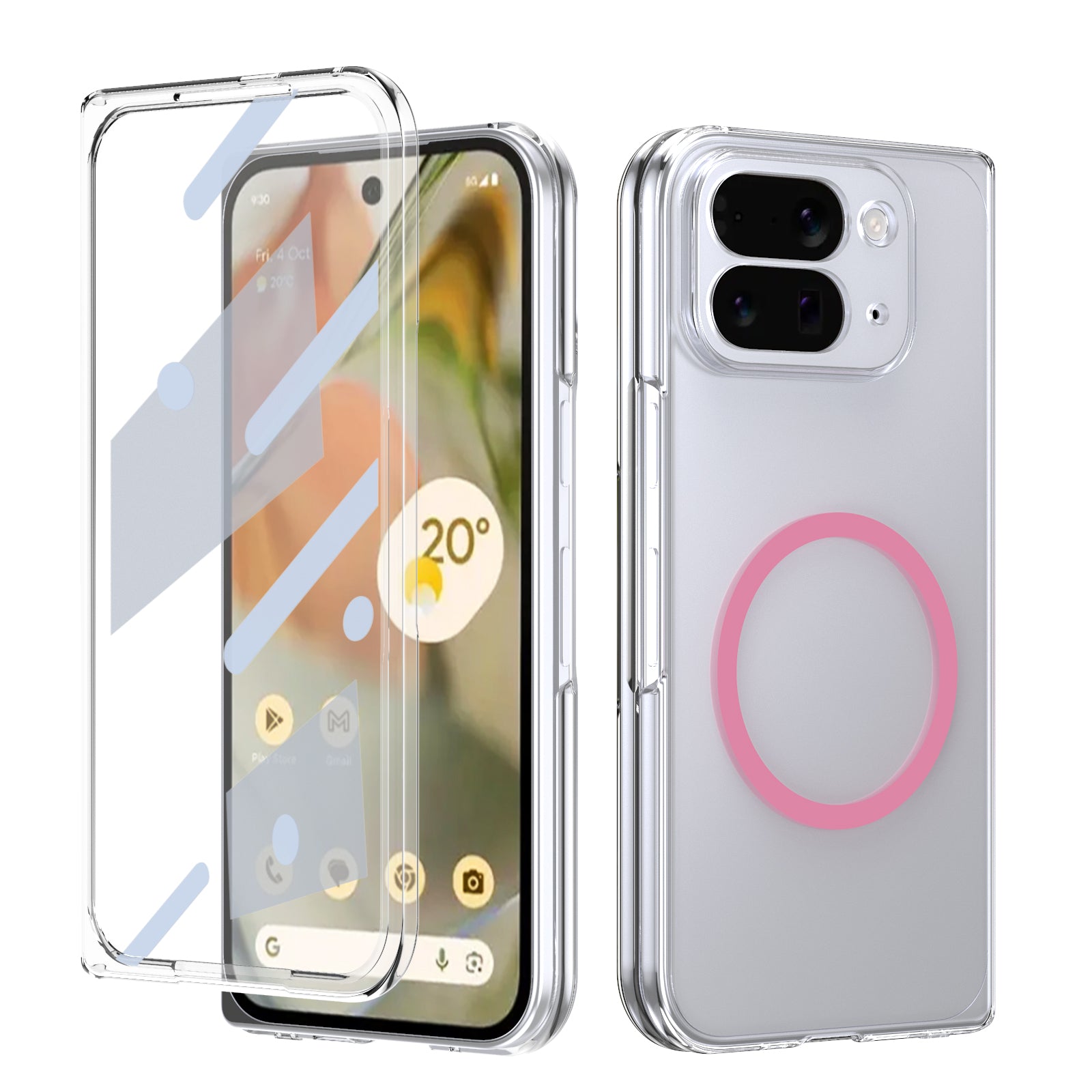 Ultramarinelife Ice Sense Magsafe Google Pixel 10 Pro Fold Case Transparent Pink Color