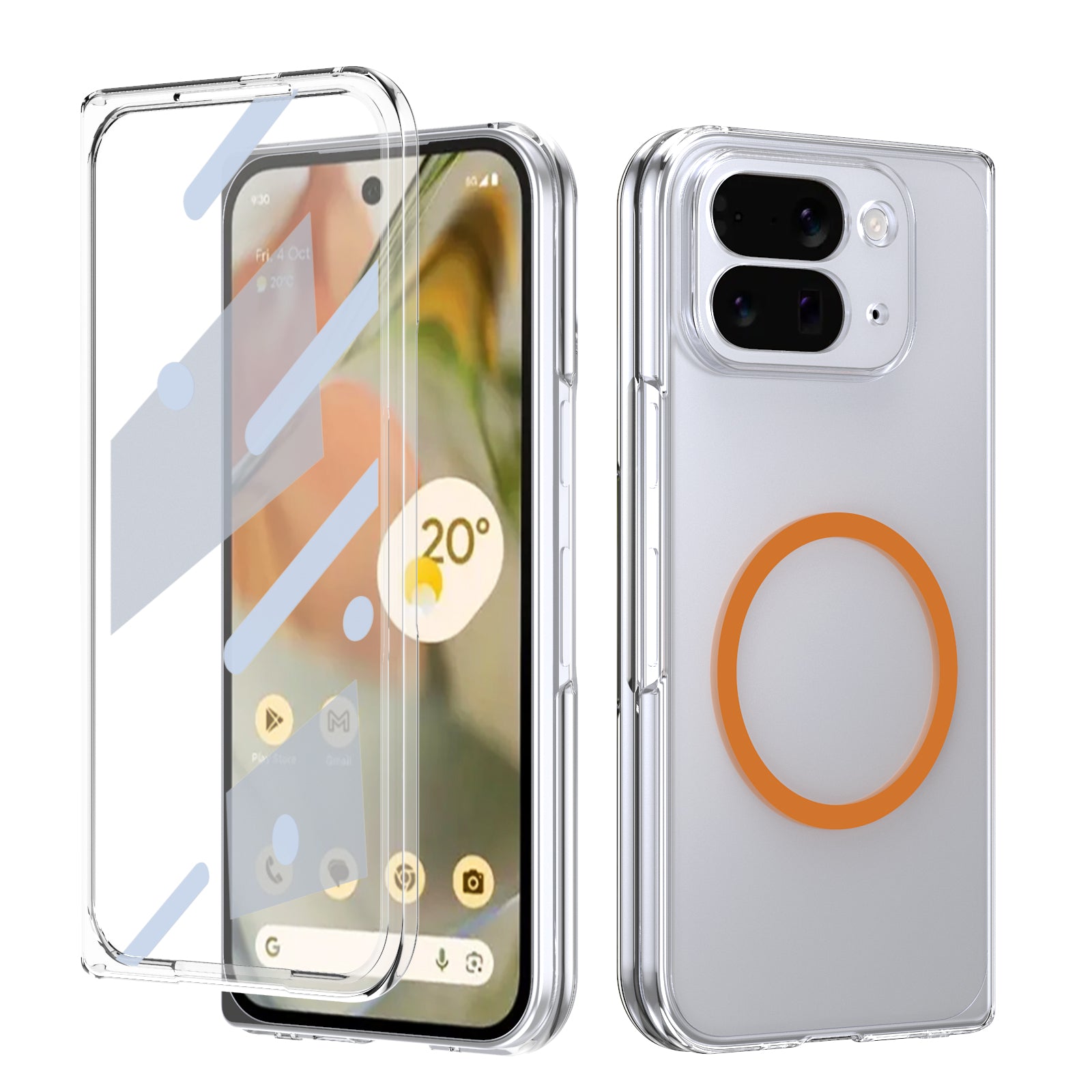 Ultramarinelife Ice Sense Magsafe Google Pixel 10 Pro Fold Case Transparent Orange Color