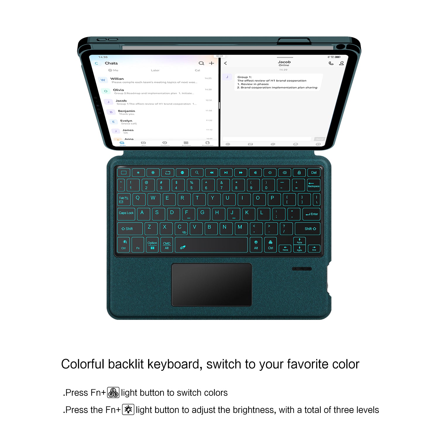 Intelligent Touch Stand iPad Pro 11 2018 Magic Keyboard Case Colorful Blacklit