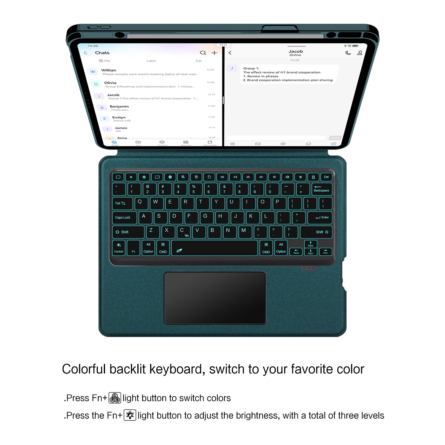 Intelligent Touch Stand iPad Pro 12.9 2018 Magic Keyboard Case Colorful Backlit