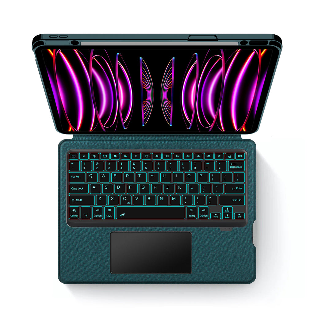 Intelligent Touch Stand iPad Pro 12.9 2018 Magic Keyboard Case Green with Backlit