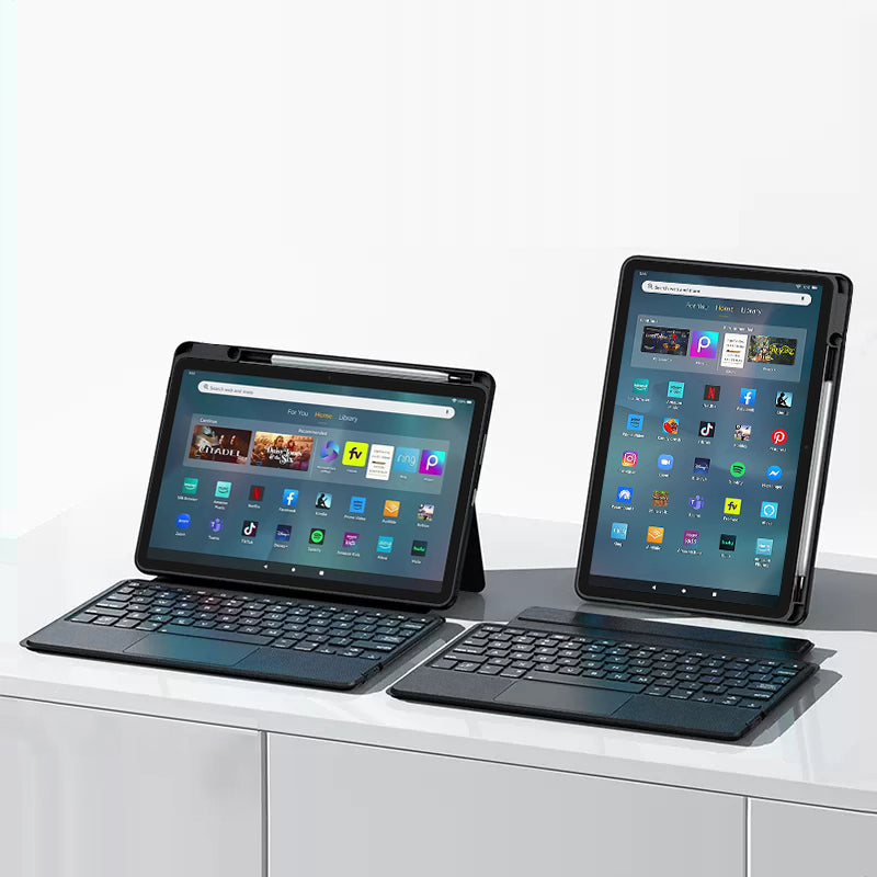 Intelligent Touch Stand Kindle Fire Max Magic Keyboard Case Vertical and Horizontal Stand