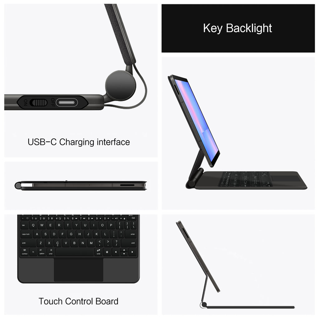 Magnetic Floating Galaxy Tab S10 FE Keyboard Case Precision Trackpad USB-C Charging Interface