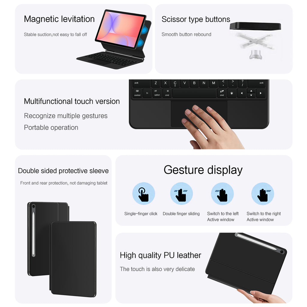 Magnetic Floating Galaxy Tab S10 Lite Keyboard Case Precision Trackpad Slim