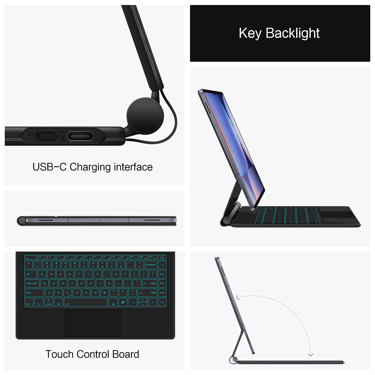 Magnetic Floating Galaxy Tab S10 Ultra Keyboard Case Precision Trackpad USB-C Charging Interface