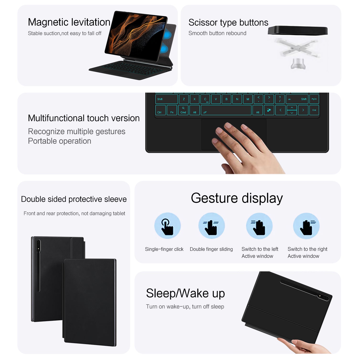 Magnetic Floating Galaxy Tab S11 Keyboard Case Precision Trackpad Double Slided