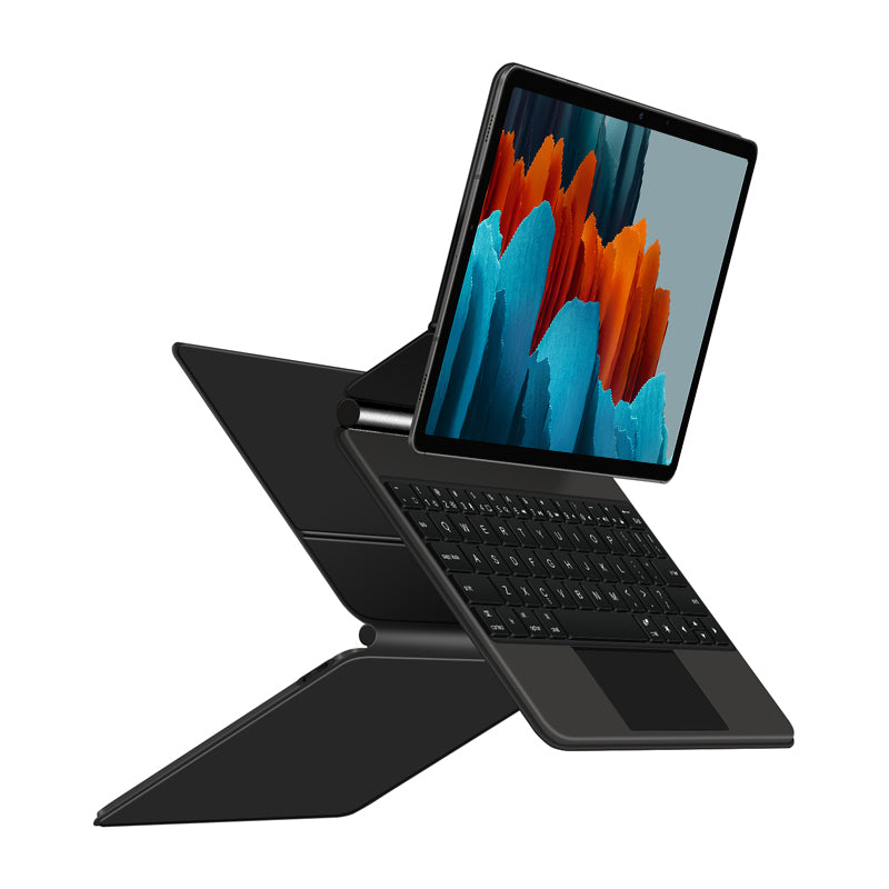 Magnetic Floating Galaxy Tab S7 FE Keyboard Case Precision Trackpad Black Color