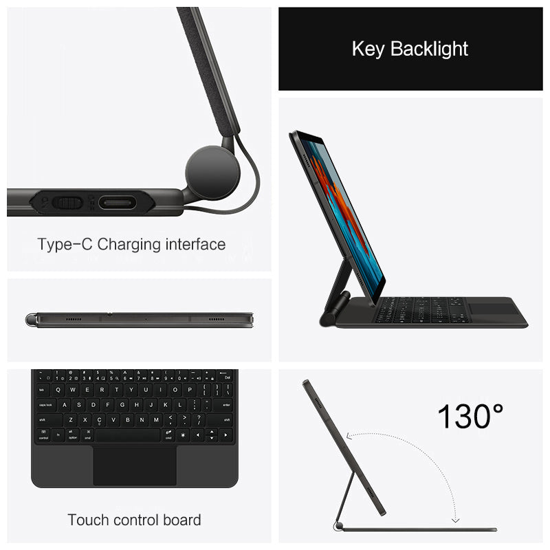 Magnetic Floating Galaxy Tab S7 Plus Keyboard Case Precision Trackpad Type-C Charging Interface