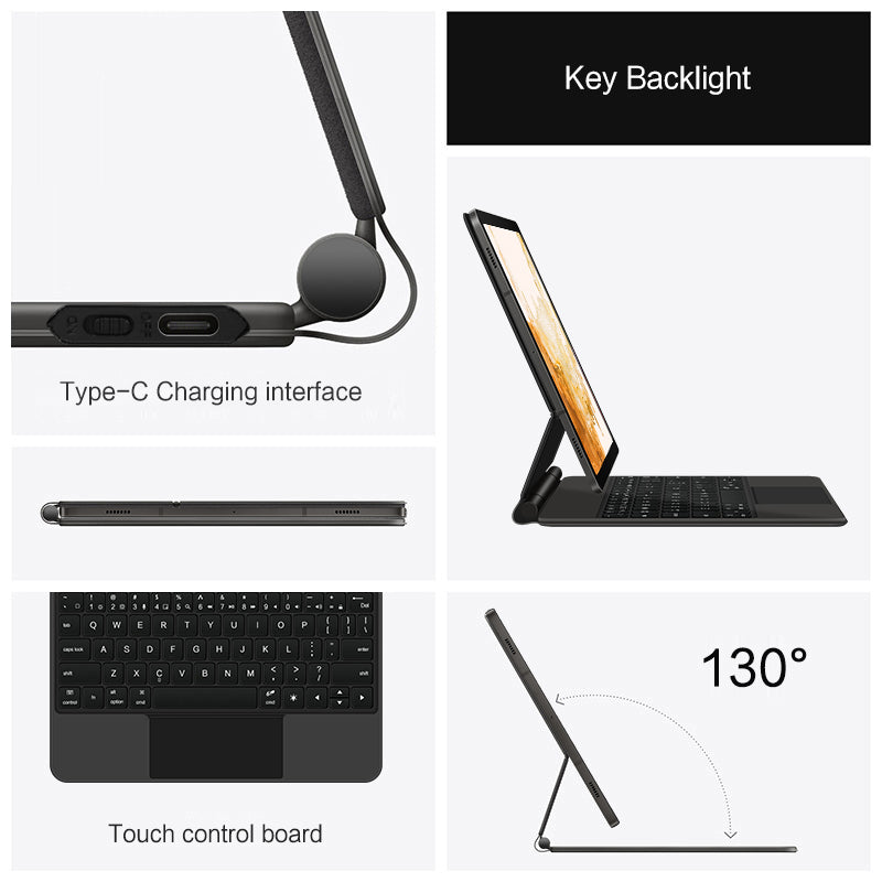 Magnetic Floating Galaxy Tab S8 Plus Keyboard Case Precision Trackpad Type-C Charging Interface