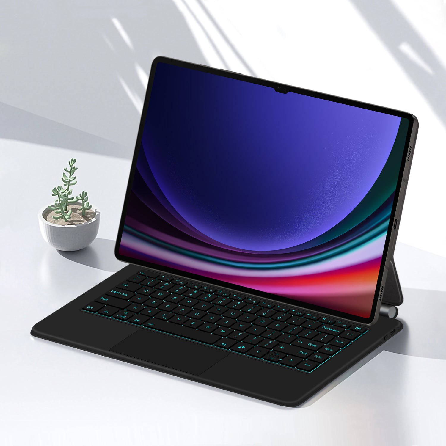 Magnetic Floating Galaxy Tab S9 FE Keyboard Case Precision Trackpad Backlit 7 Colors