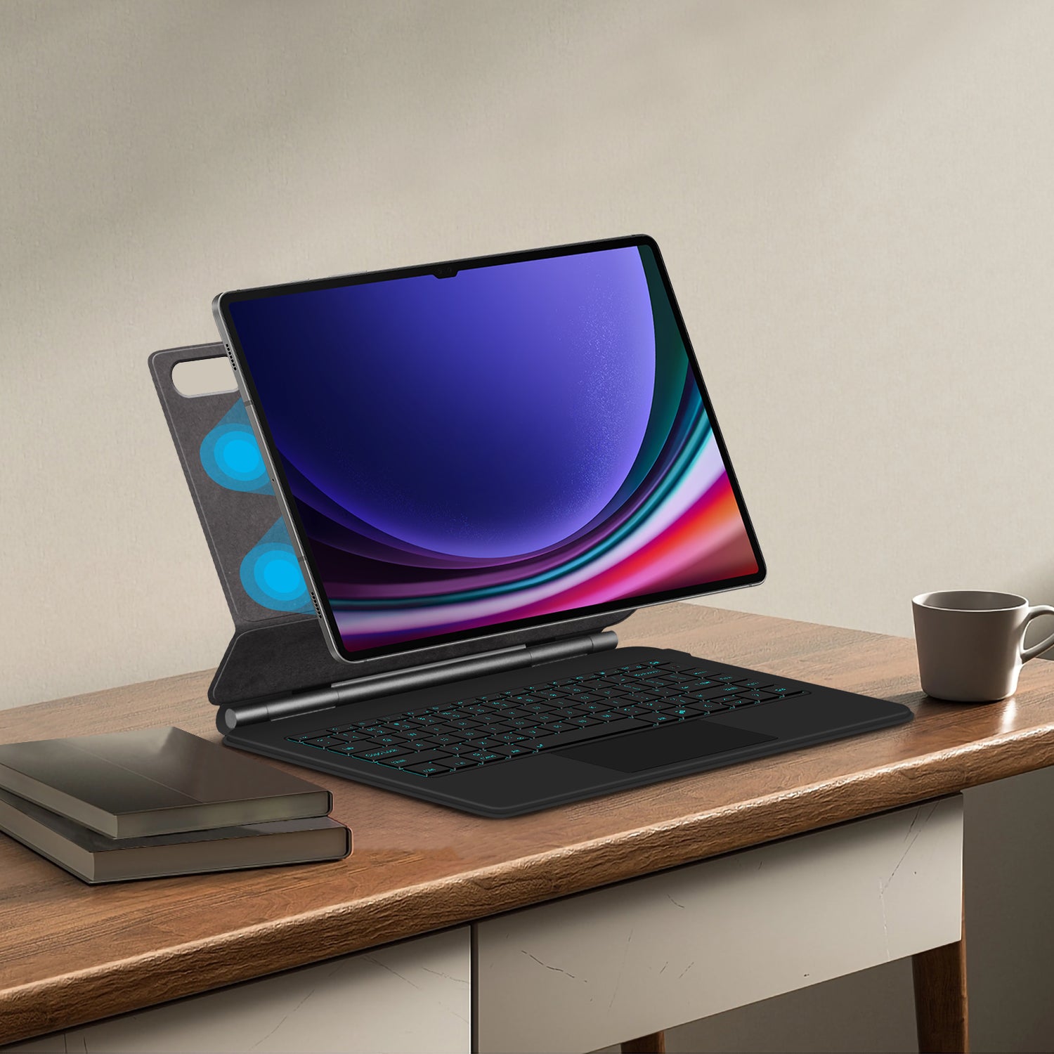 Magnetic Floating Galaxy Tab S9 FE Keyboard Case Precision Trackpad Built-in Stand