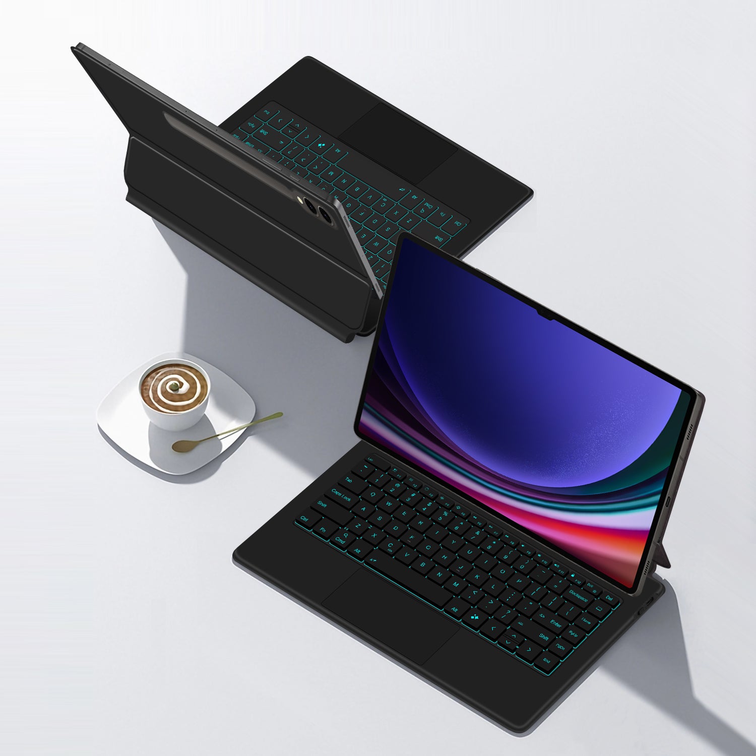 Magnetic Floating Galaxy Tab S9 FE Keyboard Case Precision Trackpad Work in Anywhere
