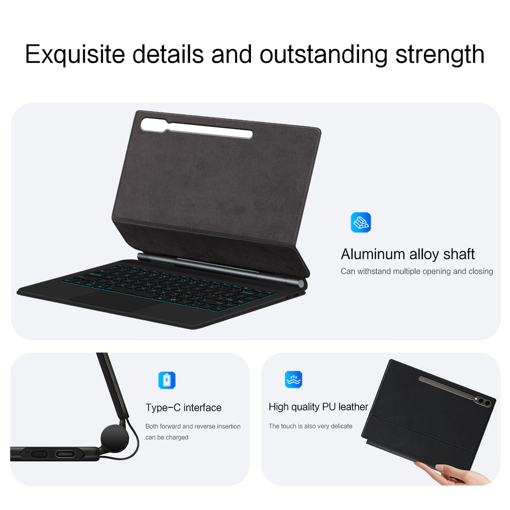 Magnetic Floating Galaxy Tab S9 Keyboard Case Precision Trackpad Exquisite Details