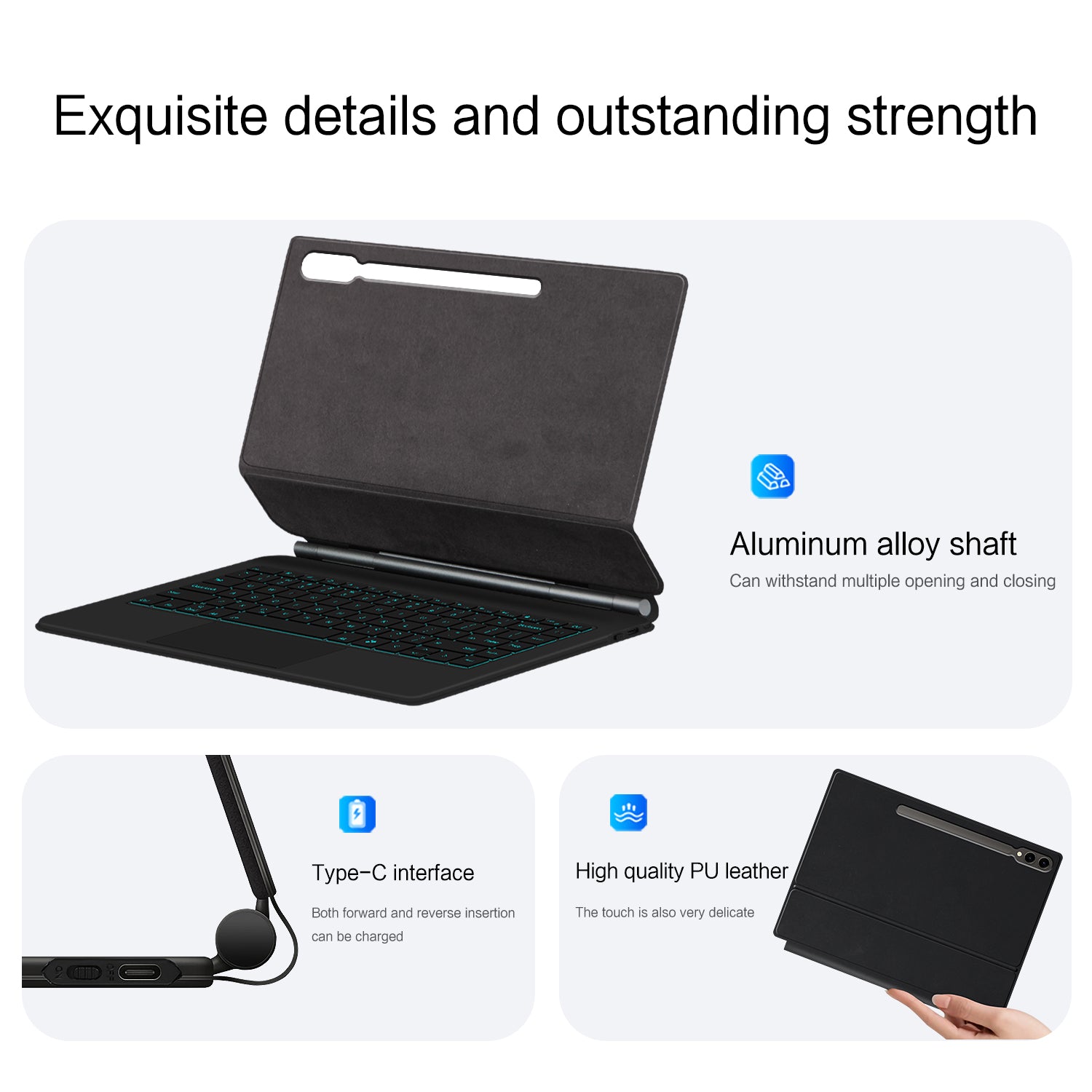 Magnetic Floating Galaxy Tab S9 Plus Keyboard Case Precision Trackpad Exquisite Details