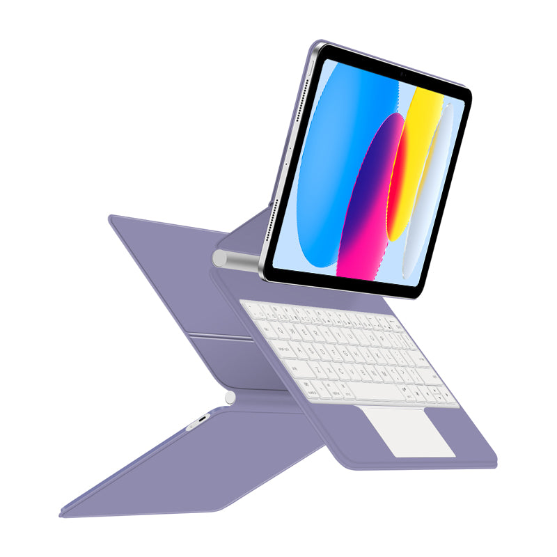 Magnetic Floating iPad 10 Keyboard Case Precision Trackpad Purple Color
