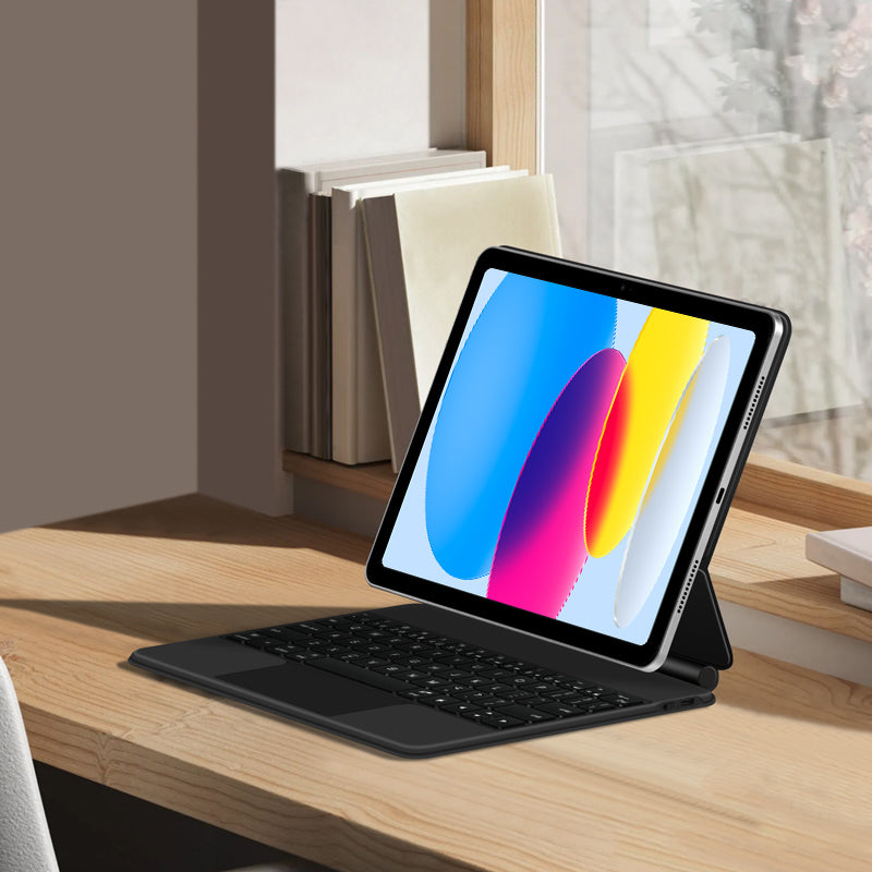 Magnetic Floating iPad 10 Keyboard Case Precision Trackpad Watching
