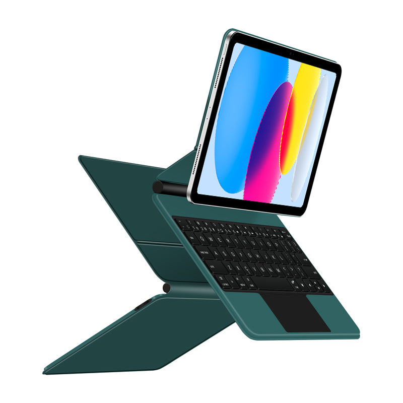Magnetic Floating iPad 11 Keyboard Case Precision Trackpad Green Color