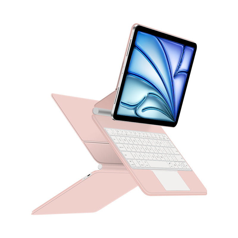 Magnetic Floating iPad Air 5 Keyboard Case Precision Trackpad Pink Color