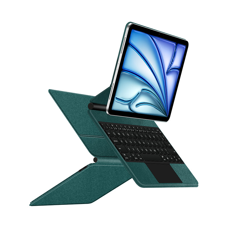 Magnetic Floating iPad Air 5 Keyboard Case Precision Trackpad Green Color