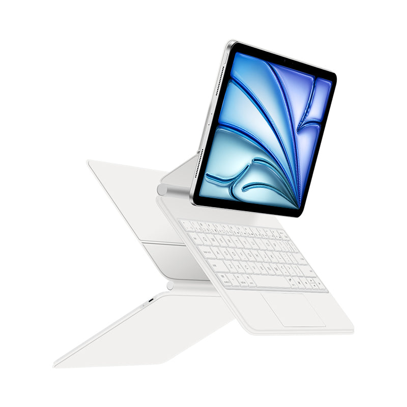 Magnetic Floating iPad Air 6 11-inch Keyboard Case Precision Trackpad White Color