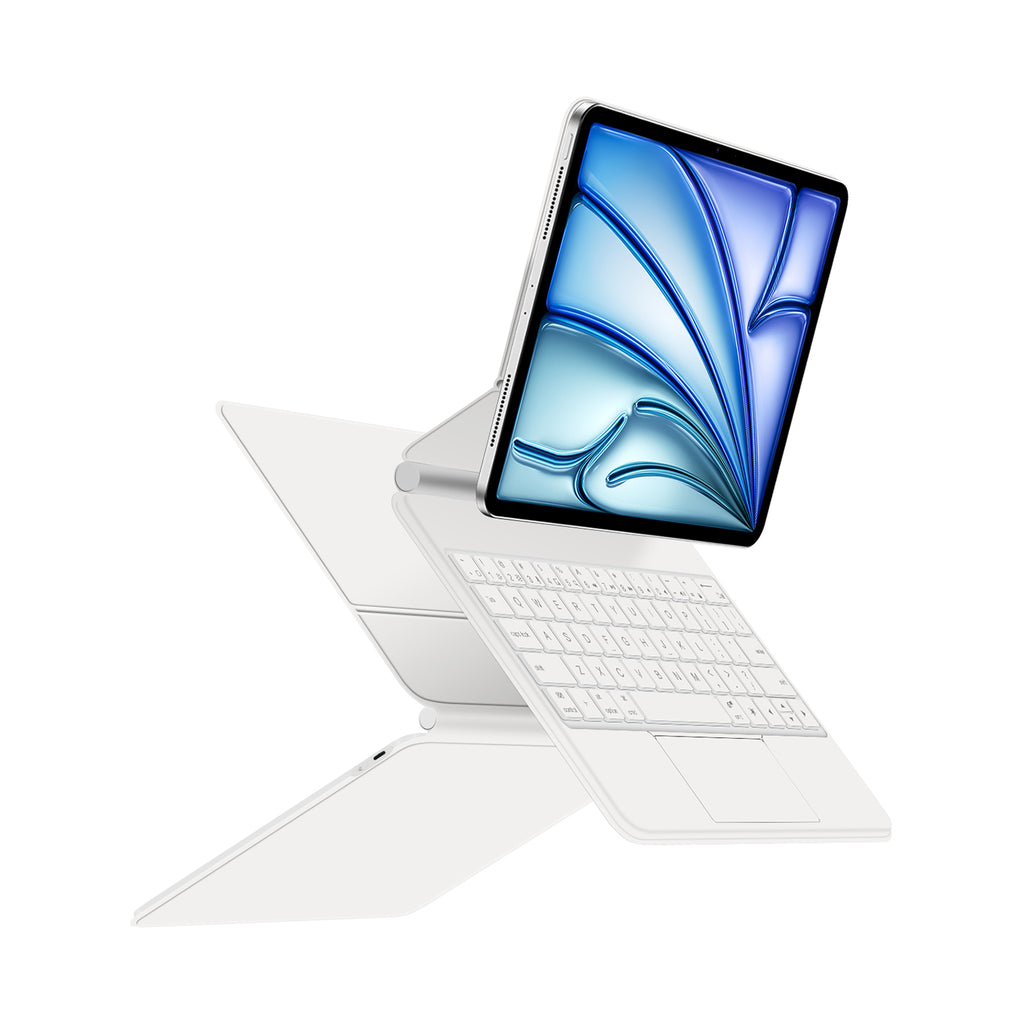 Magnetic Floating iPad Air 6 13-inch Keyboard Case Precision Trackpad White Color