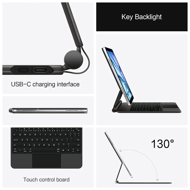 Magnetic Floating iPad Air 7 11-inch Keyboard Case Precision Trackpad USB-C Charging Interface