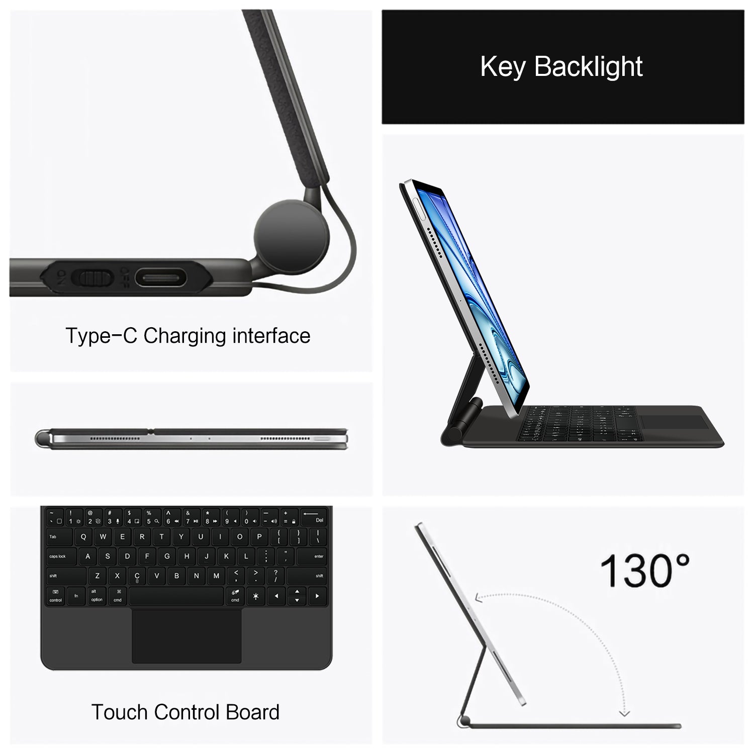 Magnetic Floating iPad Air 7 13-inch Keyboard Case Precision Trackpad Type-C Charging Interface