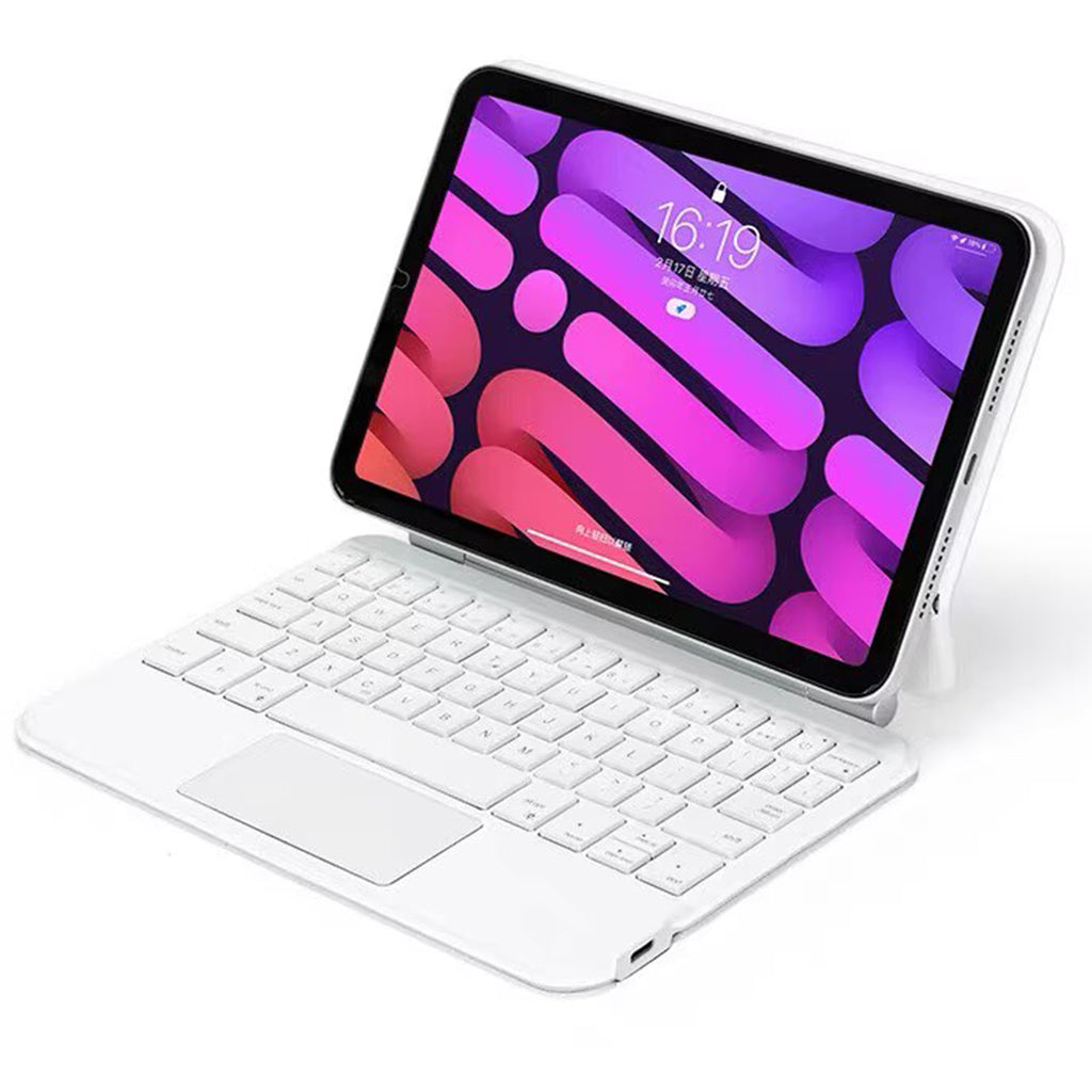 Magnetic Floating iPad Mini 6 Keyboard Case Precision Trackpad White