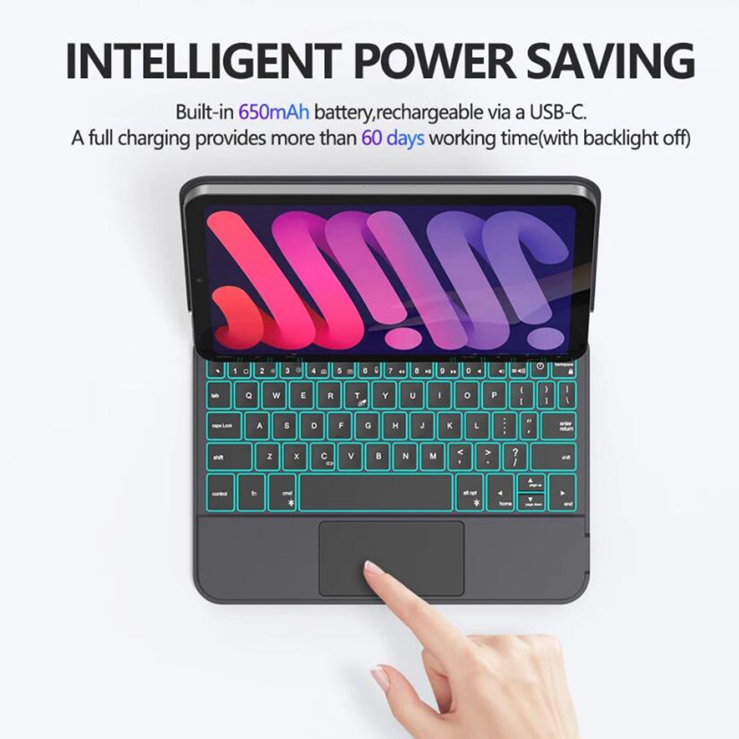 Magnetic Floating iPad Mini 6 Keyboard Case Precision Trackpad Built-in 650mah Battery