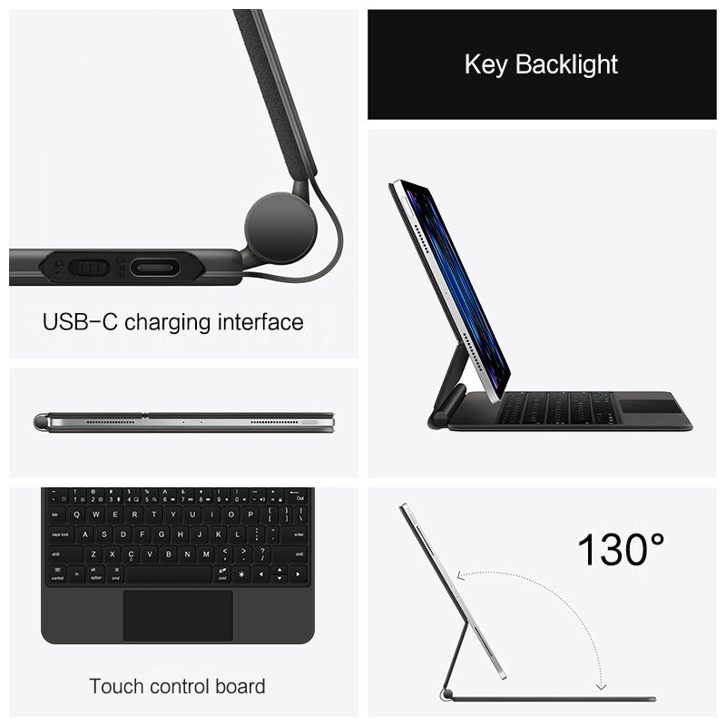 Magnetic Floating iPad Pro 11 2018 Keyboard Case Precision Trackpad USB-C Charging Interface