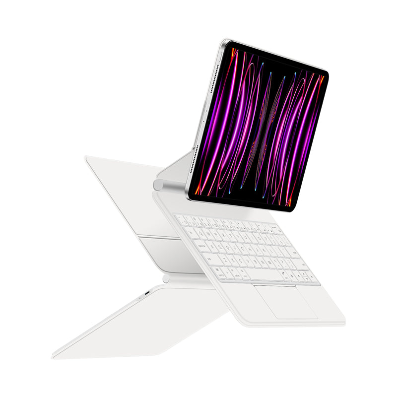 Magnetic Floating iPad Pro 12.9 2021 Keyboard Case Precision Trackpad White Color