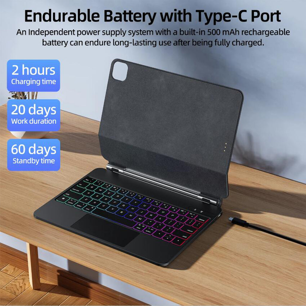 magnetic-floating-ipad-pro-13-2024-keyboard-case-precision-trackpad Durable Battery