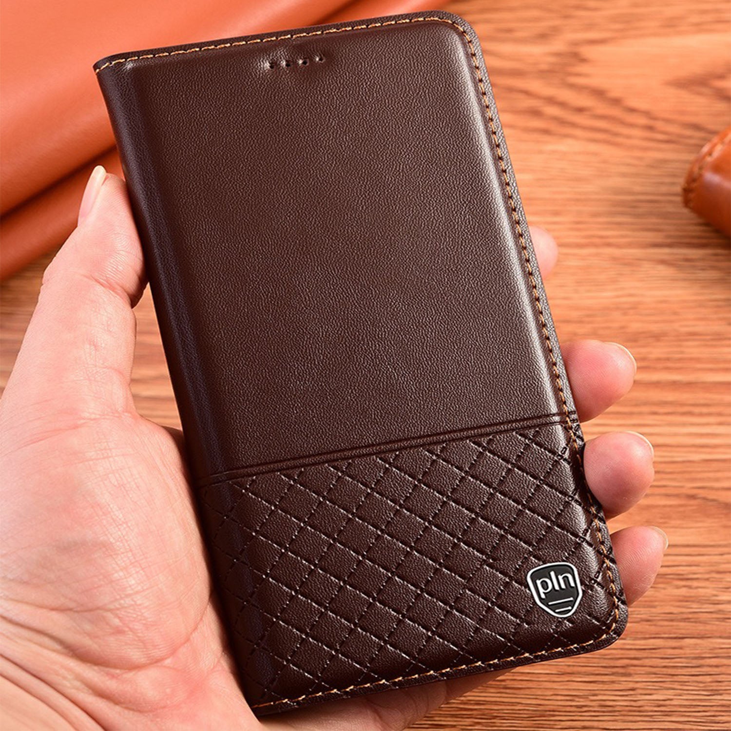 magnetic-grid-embossed-nappa-iphone-17e-genuine-leather-case-5