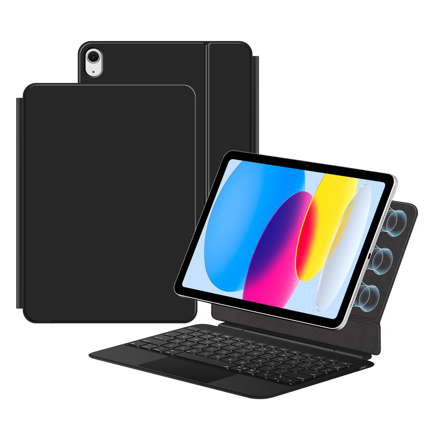 Magnetic Levitation iPad 10 Keyboard Case Full-Area Trackpad Black Color
