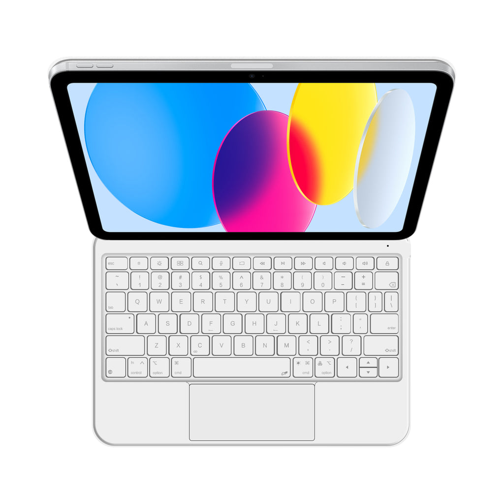 Magnetic Levitation iPad 10 Keyboard Case Full-Area Trackpad White Color for Typing