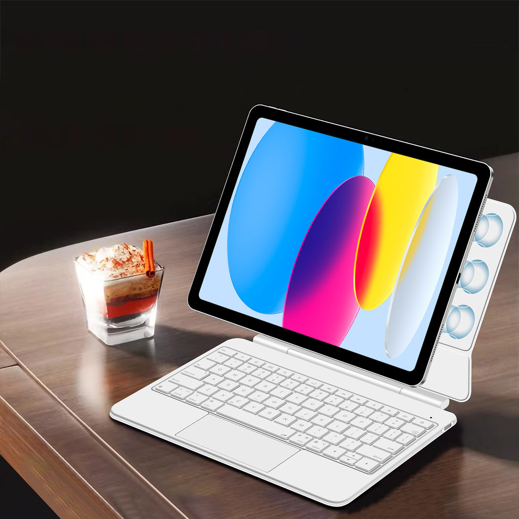 Magnetic Levitation iPad 10 Keyboard Case Full-Area Trackpad on Desk