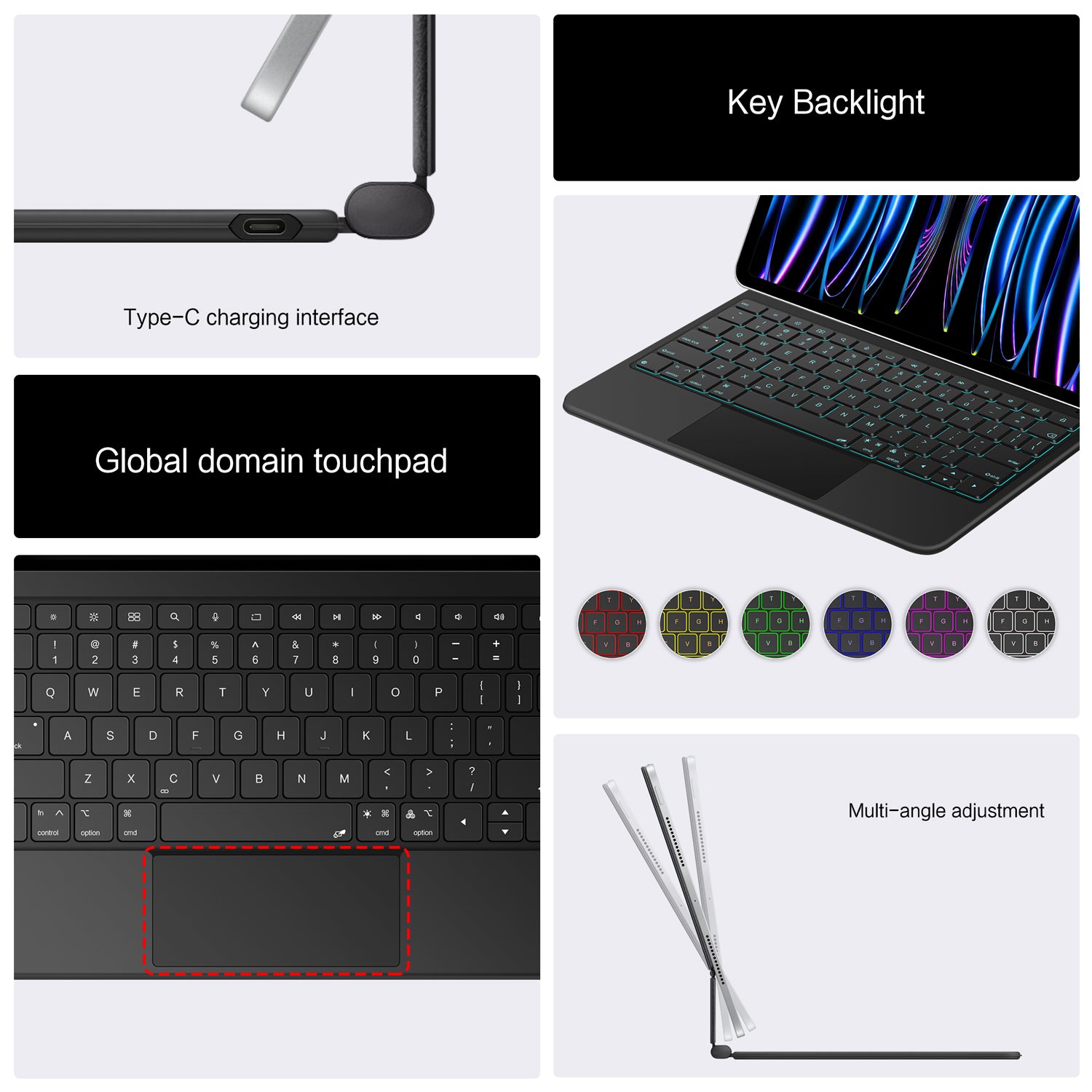 Magnetic Levitation iPad Pro 11 2021 Keyboard Case Full-Area Trackpad Backlit 7 Colors