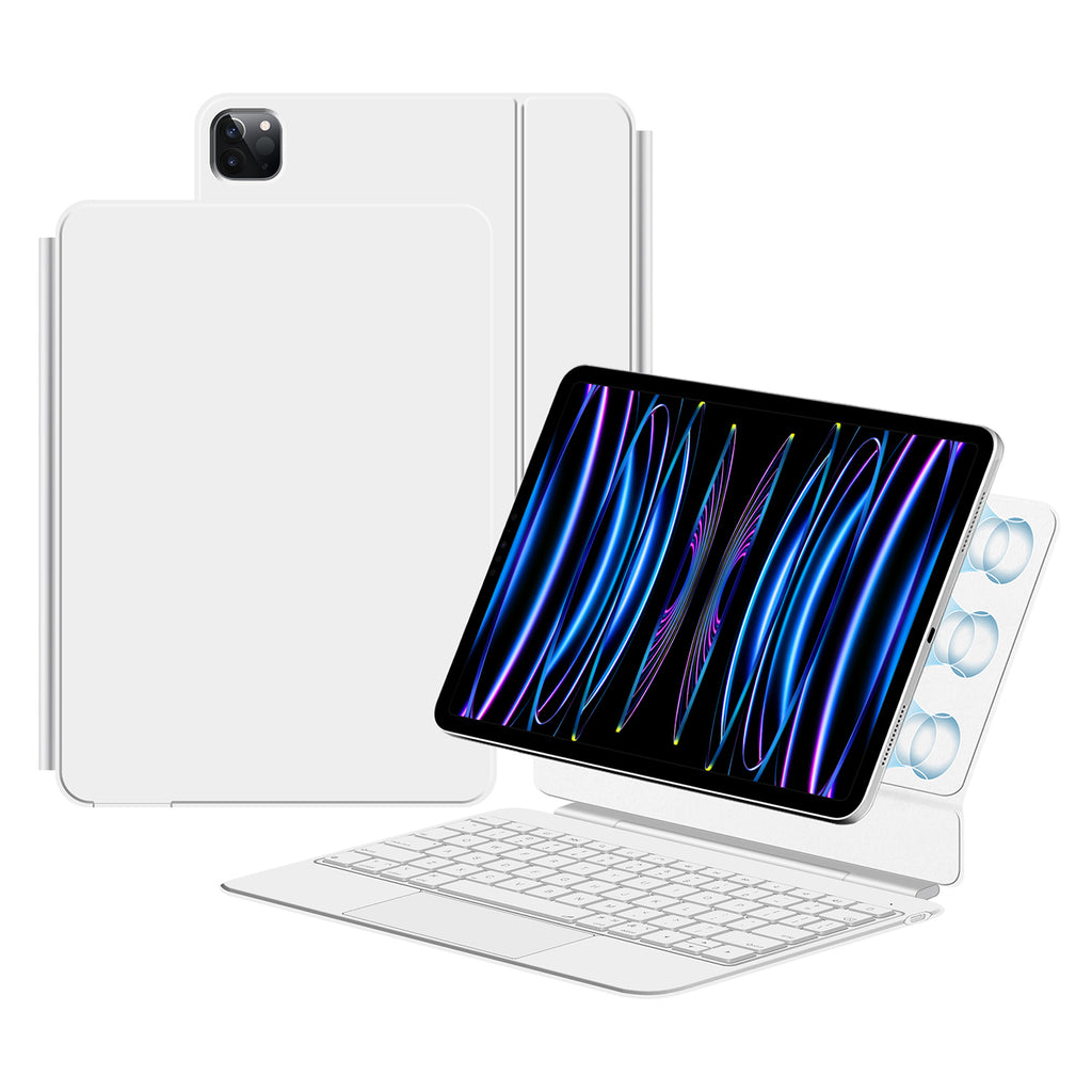 Magnetic Levitation iPad Pro 11 2021 Keyboard Case Full-Area Trackpad White White