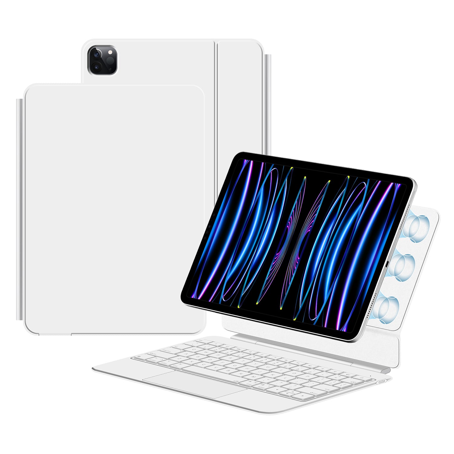 Magnetic Levitation iPad Pro 11 2021 Keyboard Case Full-Area Trackpad White White