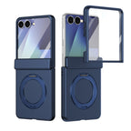 Ultramarinelife Matte Galaxy Z Flip8 Magnetic Ring Stand Case Anti-Fingerprint Blue Color