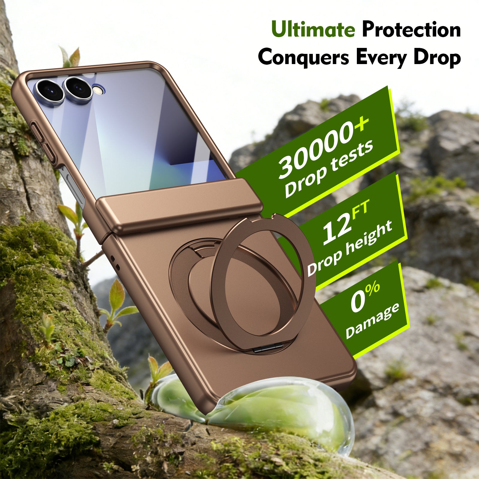 Ultramarinelife Matte Galaxy Z Flip8 Magnetic Ring Stand Case Anti-Fingerprint Drop Tested