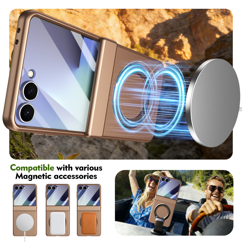 Ultramarinelife Matte Galaxy Z Flip8 Magnetic Ring Stand Case Anti-Fingerprint Magsafe Charging