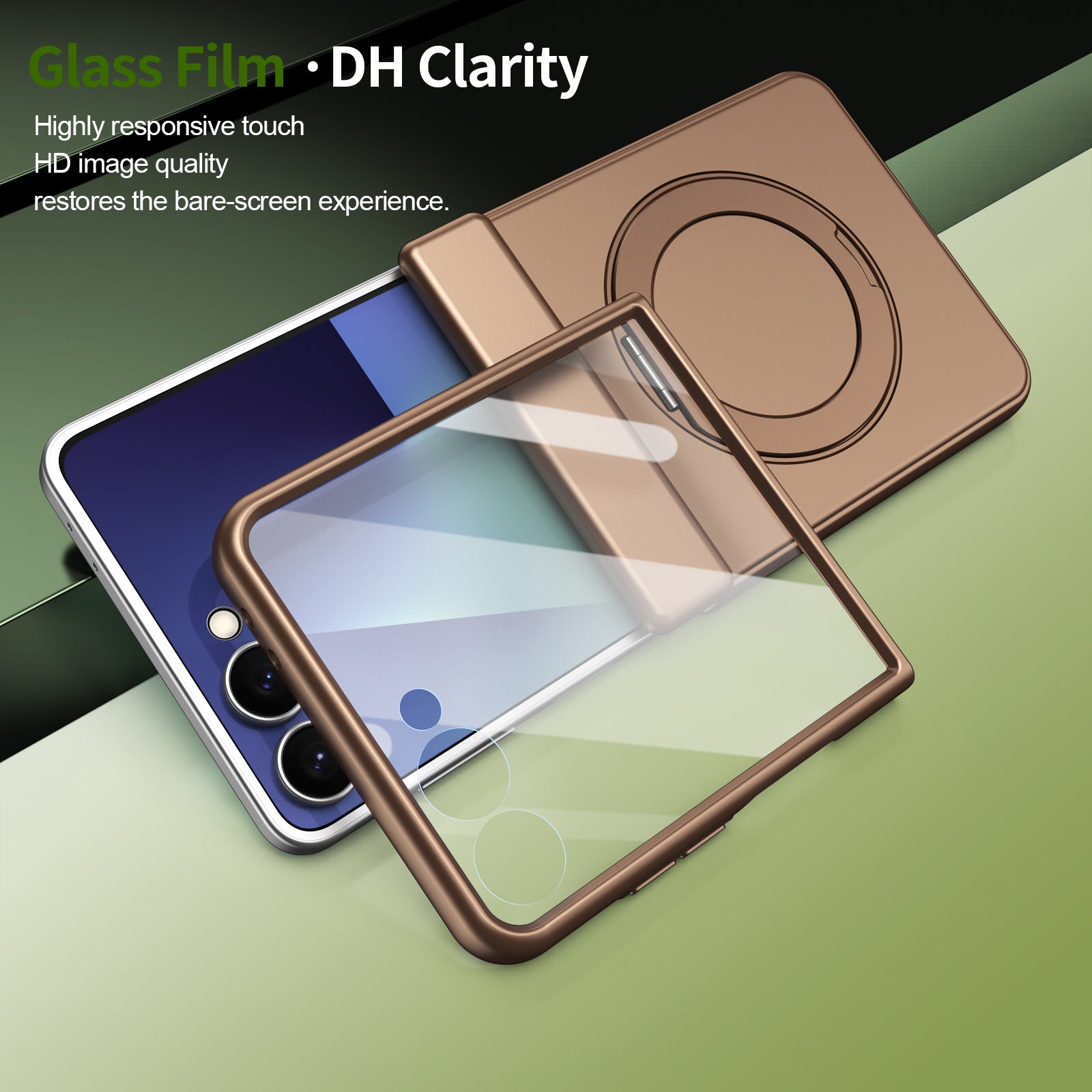Ultramarinelife Matte Galaxy Z Flip8 Magnetic Ring Stand Case Anti-Fingerprint with HD Screen Protector